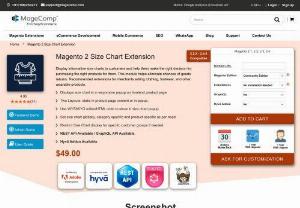Magento 2 Size Chart, Product Size Guide Popup Extension - Magento 2 Size Chart Extension by MageComp allows store owner display product size chart guide table in a responsive popup on Magento 2 Frontend product view page that helps buyers in making quicker and easier about their sizing decisions from Product Size Chart Table.
