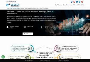 Data Analytics Courses - ExcelR is one of the leading training provider in the field of data analytics.  Our faculties are world-renowed experts and pioneers in teaching. you will be assigned with some exercises and projects based on the real life situations. We have faculties from IIT,IIM and ISB with 10 years of industrial experiences. This is an opportunity for you to learn from those experienced faculty and explore yourself with the trending technology. 