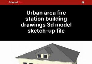 Urban area fire station building drawings 3d model sketch-up file - Urban area fire station building drawings 3d model sketch-up file that shows an isometric view of building along with hatching grid line details and grid lines details.Floor level details and parking space details with other details of the building also shown in the drawing. 

