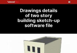 Drawings details of two story building sketch-up software file - Drawings details of two-story building sketch-up software file that shows an isometric view of building along with hatching grid line details and grid lines details.Floor level details and parking space details with other details of the building also shown in the drawing.