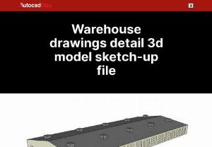 Warehouse drawings detail 3d model sketch-up file - Warehouse drawings detail 3d model sketch-up file that shows an isometric view of building apartment along with hatching grid line details and grid lines details. Floor level details and parking space details with other details of the building also shown in the drawing. 