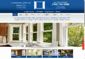 Community Glass & Mirror - San Diego County - Community Glass & Mirror Co. serving North San Diego County since 1987. Providing glass and mirror services for windows, doors, railings, shower doors and custom mirrors.