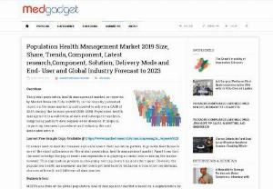 Population Health Management Market 2019 Size, Share, Trends, Component, Latest research,Component, Solution, Delivery Mode and End- User and Global Industry Forecast to 2023 - The global population health management market, as reported by Market Research Future (MRFR), in the recently published report on the same market, is anticipated to achieve a CAGR of 22.4% during the forecast period (2018-2023). Population health management is a collection of data and subsequent analysis, comprising patient's data segmented by diseases. It helps in improving treatment procedures and reducing the cost associated with it.