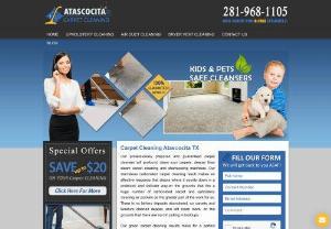 Carpet Cleaning Atascocita - Using the power of steam to clean carpets is the best way to get a very clean carpet free of stains and smelling fresh. This method is used after inspection to the carpet fiber and to all the spots and stains. We remove all kinds of carpet stains from pet stains, blood, coffee and even wine stains. We offer a very affordable online coupons on all our services