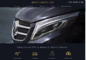 VTC driver in Annecy - Benz's Travel Car - Your VTC driver in Annecy (74) and its region, for all your shopping at the best price. Rate known in advance. Geneva & Lyon airport transfer, ski resort. Alternative to the Taxi in Annecy, trained and experienced driver, luxury vehicle Mercedes Class V minibus 7 places.