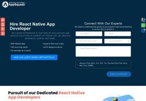 Hire React Native App Developer - Mobile app development company providing solutions that are liked by all. Indeed, we at AppSquadz come a long way for offering you the top-notch React Native solutions with our hard work and diligence. Get your dream project turns into reality with us.