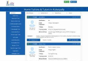 Home Tutors in Kukatpally, Hyderabad - City Tuition provides qualified Male/Female Home Tutors in Kukatpally Zone, Hyderabad. Find Best Tutors near by locations in Hyderabad for Home Tuitions in Kukatpally, Tutors in KPHB Colony, Hyderabad