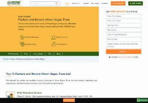 Packers and Movers Viman Nagar Pune at Best Rates for Home Shifting - Plan your move with best Packers and Movers in Viman Nagar Pune. Compare Movers and Packers Viman Nagar Pune charges and hire the best one. Get free quotes now