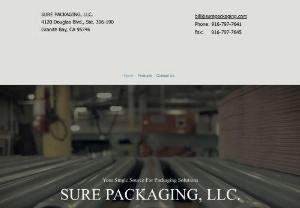 Sure Packaging, LLC. - Providers of both custom and stock packaging materials throughout the Bay Area and Sacramento Valley. Tapes/Cushioning Materials/Stock and Custom Sized Shipping Cartons/ Shipping Labels/Foam Inserts are just a few of the items we carry. Free delivery with no minimum orders in select areas. Please call us for all of your packaging needs.