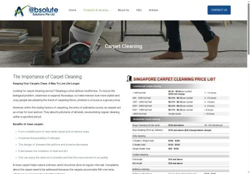 Screenshot of Carpet Cleaning | @bsolute Solutions Pte Ltd ™