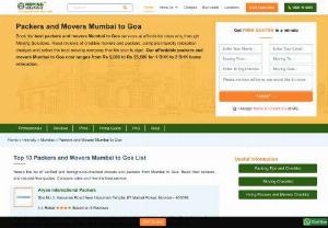 Packers and Movers Mumbai to Goa, Mumbai to Goa Shifting - Plan your move with best Packers and Movers Mumbai to Goa service. Get free quotes from pre-verified Packers and Movers to compare and save.