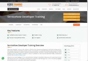 ServiceNow Developer Training | KBS Training - BS Training is one of the well-equipped ServiceNow Developer Online training center. We provide training on a real-time project which helps to student in a better understanding. KBS Training also provides 100% Job placement in top MNCs by preparation at different strategies.

For more information about ServiceNow Developer
contact: Ind: +91-9848677004
