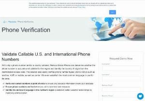 Global Phone Verification and validation - Melissa's Global Phone Verification validates that a phone number is callable and identifies its type: landline; VoIP; or mobile; offers carrier details, and then determines the country of origin.