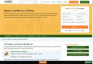 Packers and Movers in Rohtak, Home and Office Shifting Services in Rohtak - Get free estimates from pre-verified Packers and Movers in Rohtak. Compare the quotes of best Movers and Packers in Rohtak to choose the best suited one.