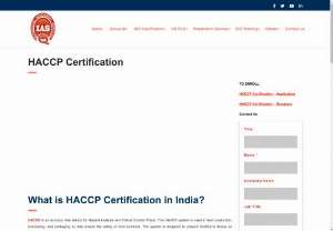 HACCP Certification ProvidHACCP Certification Provider in Delhier in Delhi - Integrated Assessment Services Pvt Ltd does HACCP Certification services in Delhi for a long tenure. HACCP is a nourishment wellbeing framework intended to distinguish and control risks that may happen in the sustenance creation process. The HACCP  Certification  Process in Delhi  with IAS Pvt Ltd approaches counteracting potential issues that are basic to nourishment security known as 'Critical control point' (CCP) through checking and controlling each progression of the procedure.