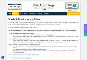 Need Vehicle Registration Renewals in PA and Auto Tags - Vehicle Registration Expired? Don't worry! Here at 309 Auto Tags we offer instant online car/vehicle registration renewals!