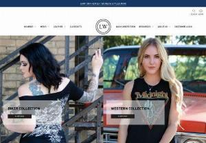 Liberty Wear Apparel - American made women's wholesale company specializing in blingy rhinestone tops and quality materials. Boutique, Western, and Biker styles in sizes up to 4XL.