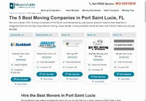 Port Saint Lucie Movers | Best Moving Companies in Port Saint Lucie - Moversfolder has a network of full service Movers in Port Saint Lucie. Get Free Moving Quotes from Best Moving Companies in Port Saint Lucie Florida, Compare them at your convenience and save dollars on your move.