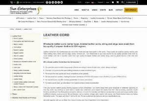Leather cord | Leather Cord Wholesale USA | Sun Enterprises - Sun Enterprises is a leading genuine manufacturer and wholesaler of the highest quality leather cord, leather string and laces made from European and USA leather cords.