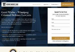 Gerri Wiebe - Find the most reliable and professional criminal defense lawyer in Winnipeg. We are experienced driving offense lawyer located in Winnipeg.Gerri Wiebe is committed to providing a safe and secure site that you can trust. I take your privacy seriously. I do not sell or share your information with third parties.