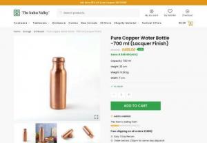 Pure Copper Water Bottle | The Indus Valley - 100% Pure Copper Water Bottle. Natural & Jointless water bottle from THE INDUS VALLEY. Buy Now. Travel Friendly. Health Benefits.