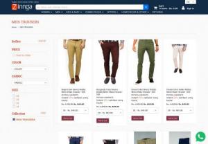 MEN TROUSERS | Zinnga - Buy casual trousers and pants for men online,Mens Trousers in all ranges & sizes are available at zinnga,7Days Easy Returns,COD Available.