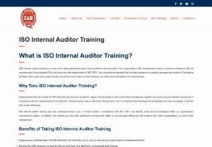 ISO Internal Training - ISO Internal Auditor course is a professional course that  is generally a two days Course and at some point it\'s expanded to three days depending on the standard requirements. 