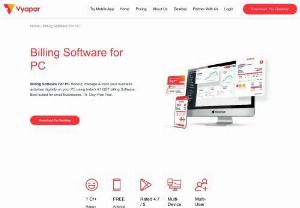 billing software for pc - Record, manage & track your business activities digitally on your PC using India\'s #1 GST Accounting Software. Best suited for small businesses.