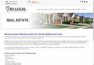 Real Estate Lawyer in Brampton - KS Legal firm in Mississauga,  Toronto,  and Oakville offers comprehensive legal services regarding both residential and commercial real estate. Call us: +1 905 501 9555,  647 951 4646