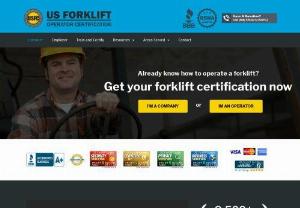 US Forklift Certification - You must have a current Forklift Operation Certification to operate a forklift while on the job. We take you step by step through our easy-to-follow training,  which you can complete in a mere 1 to 2 hours right on your computer. Upon competition of this course,  you will be 100% compliant with laws. Don't sit in a classroom to get your credentials. If you have a computer with an Internet connection,  you can take our course anywhere - including your smart phone.