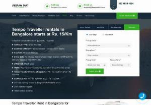 Tempo traveller rentals in Bangalore - Rent Tempo traveller in Bangalore for Outstations. Online TT Booking starts at just Rs. 14 per Km. AC - Non AC tempo traveller rentals at affordable prices.