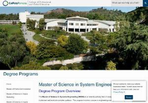 
			Master of Science in System Engineering in USA | CalPoly Pomona 
		 - Master of Science in Systems Engineering provides a broad education and opportunities for students to design engineering systems, solve operational problems, and shape organizational structures.