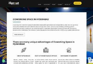 Coworking Space in Hyderabad - Coworking space is essential for emerging businesses and also for existing business people. The coworking space in Hyderabad is offered by iSprout with various facilities and plans to depend upon the number of employees. Currently, we are servicing Hyderabad, Vijayawada, and Chennai. We offer office space for rent in Hyderabad which includes

Co-working space
Dedicated desks
Private offices
Customized co-working spaces
