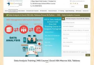 MIS Training Course in Gurgaon - SLA Consultants Gurgaon which is best MIS Training Institute in Gurgaon that offers the best MS Excel Data Analytics in Gurgaon training to the participants you will learn all the concepts and elements of Data Analytics using MS Excel and other similar tools. 