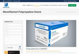 Polypropylene Suture - UNILENE  Monofilament Polypropylene Suture is a nonabsorbable sterile surgical suture composed of an isostatic crystalline stereoisomer of polypropylene, a synthetic linear polyolefin. The suture is pigmented blue to enhance visibility.
