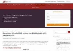 Compliance Calendar 2020: Update your 2020 Calendar with these due dates - As we proceed towards a new year, Legalwiz brings you the year-round compliance calendar for 2020. This article lists out the important statutory compliance due dates for Tax compliance, GST filings, annual compliance & filings for private limited company and LLP. Not sticking to compliance can damage both the company and its customers. So ensure marking them in your calendar.