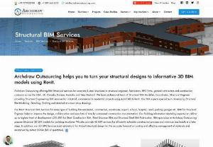 Structural BIM Services - 3D, 4D, 5D BIM - Archdraw Outsourcing provides high precision and accurate Structural BIM Services to clients in the USA, UK, Canada, Australia, & Europe. we have completed a significant number of Structural BIM projects of varying complexities for Residential, Commercial & Industrial structures. We work on Structural BIM Modeling projects keeping in mind, the existing structural designs, analysis & calculations.