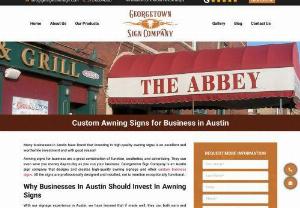Order Awning Signs For Your Business in Austin, Texas - Draw attention to your retail store by using custom awning signs for your business in Austin, Texas. Georgetown Sign Company is your source for awning signs at unbeatable prices. Call us today @ (512) 686-4280