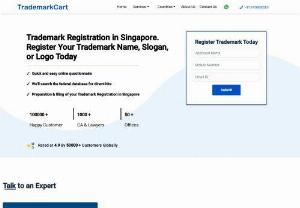 Trademark Registration in Singapore | Trademark Search | TrademarkCart - Get trademark registration in Singapore done for your name, slogan, or logo today. We make it easy to trademark a name, logo or phrase. We'll search the federal database for direct-hits Preparation & filing of your trademark application Get In Touch +1-646-513-4304