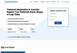 Trademark Registration in Australia | TradmarkCart - Get trademark registration in Australia done for your name, slogan, or logo today. We make it easy to trademark a name, logo or phrase. We'll search the federal database for direct-hits Preparation & filing of your trademark application Get In Touch +1-646-513-4304