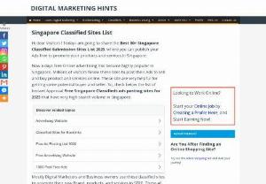 Best 80+ Singapore Classified Submission Sites List 2020-21 - Find here the Best 80+ Singapore Classified Submission Sites List 2020-21, and publish your Ads free to promote your products and services in Singapore.