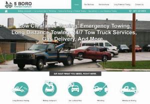 24 Hour Tow Service | 5 Boro Towing - We offer towing services in all 5 New York boroughs. If you are having car troubles, give us a call for help today.