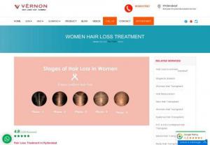 Hair Loss Treatment for Women, Female Hair Loss Treatment, Treatment of Female Hair Loss, Female Hair Loss Treatment in gachibowli, Female Hair Loss Treatment in hyderabad. - Hair loss in women is a problem that is increasing day by day but now is the chance to stop hair loss in women at Vernon in banjara hills, hyderabad