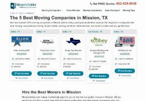 Movers in Mission, TX for Top Moving Services - We found the following Mission, TX Movers to help you with Free Moving Quotes. Compare Services of Top Mission Moving Companies and Choose the Best Deal.
