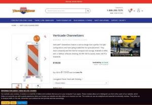 Verticade Channelizers - Verticade channelizers feature a narrow design that is perfect for tight configurations and have spring loaded feet for quick placement. They stack compactly and feet fold for transport and storage.