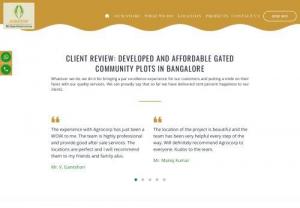 Gated Community Plots in Bangalore & Customers reviews - Affordable gated community plots in Bangalore is a quick pick. Read Customers Reviews and Ratings about us. Agrocorp Global offers managed & developed farmland for sale in Bangalore