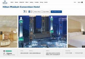 Hilton Makkah Convention Hotel - Prime location, lavish amenities, and first-class hospitality will characterize your stay at our 5-star Hilton hotel in the Holy City of Makkah. Inspired by modern and traditional Islamic design, the hotel building cuts a majestic silhouette against the backdrop of the worlds biggest mosque, Masjid Al Haram, and welcomes its guests to an interior of dazzling opulence.