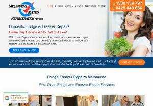 Melbourne Metro Refridgeration - At Melbourne Metro Refrigeration we take pride in our fridge and freezer repair service. With over 20 years experience, we service and repair all makes and models of domestic refrigerators and provide same day service to local areas.
Phone: 1300 139 797
Address: Melbourne VIC 3000 Australia