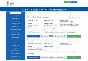 Home Tutor Jobs in Bangalore - Find verified Home Tuition Jobs in Bangalore. Get Part time Tuition jobs in Bangalorenearby locations for Home Tutor Jobs in Bangalore