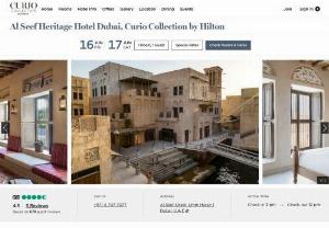 Al Seef Heritage Hotel Dubai, Curio Collection by Hilton - Set in multiple captivating Arabian-style edifices in Dubai Old City, Al Seef Heritage Hotel Dubai, Curio Collection by Hilton lies within one of Dubai’s oldest neighborhoods, next to the Creek and near to the airport and embassies. For those travelers on a quest for Emirati authenticity, our Dubai hotel is the perfect place to discover the roots of the city. he guest rooms' design draws deeply on the culture of the region with authentically aged materials that mimic rustic facades...